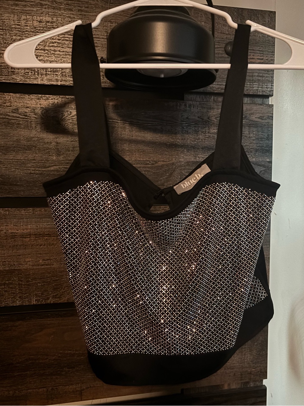 Black Crystal-Embellished Top